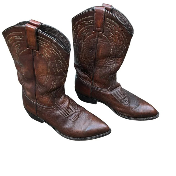 Frye Men's Brown Leather Billy Pull on Cowboy Western Boots Size 11M - Picture 1 of 15